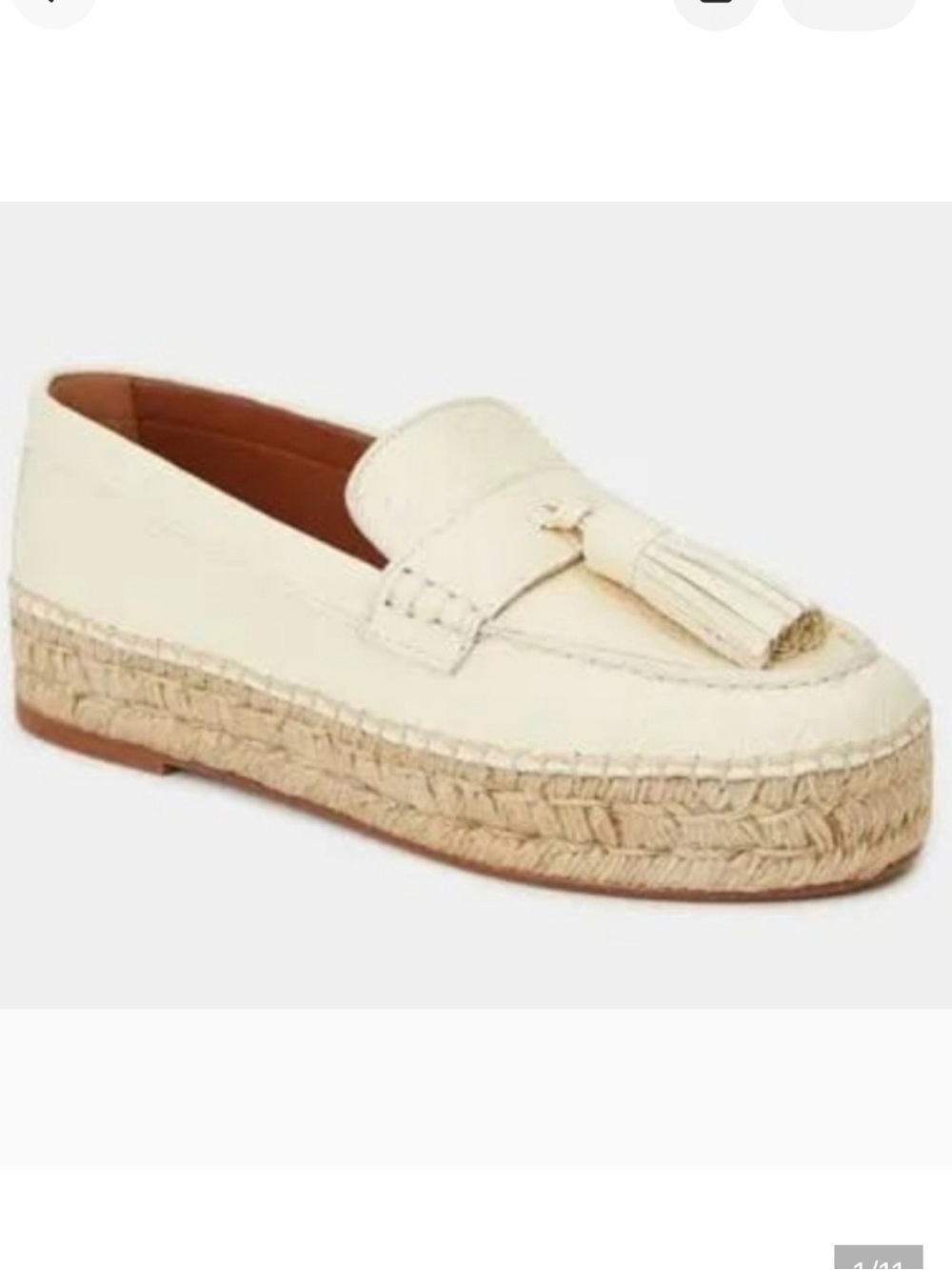 Lafayette 148 NY Grained Calfskin Leather Tassel Espadrille Loafer Size 9